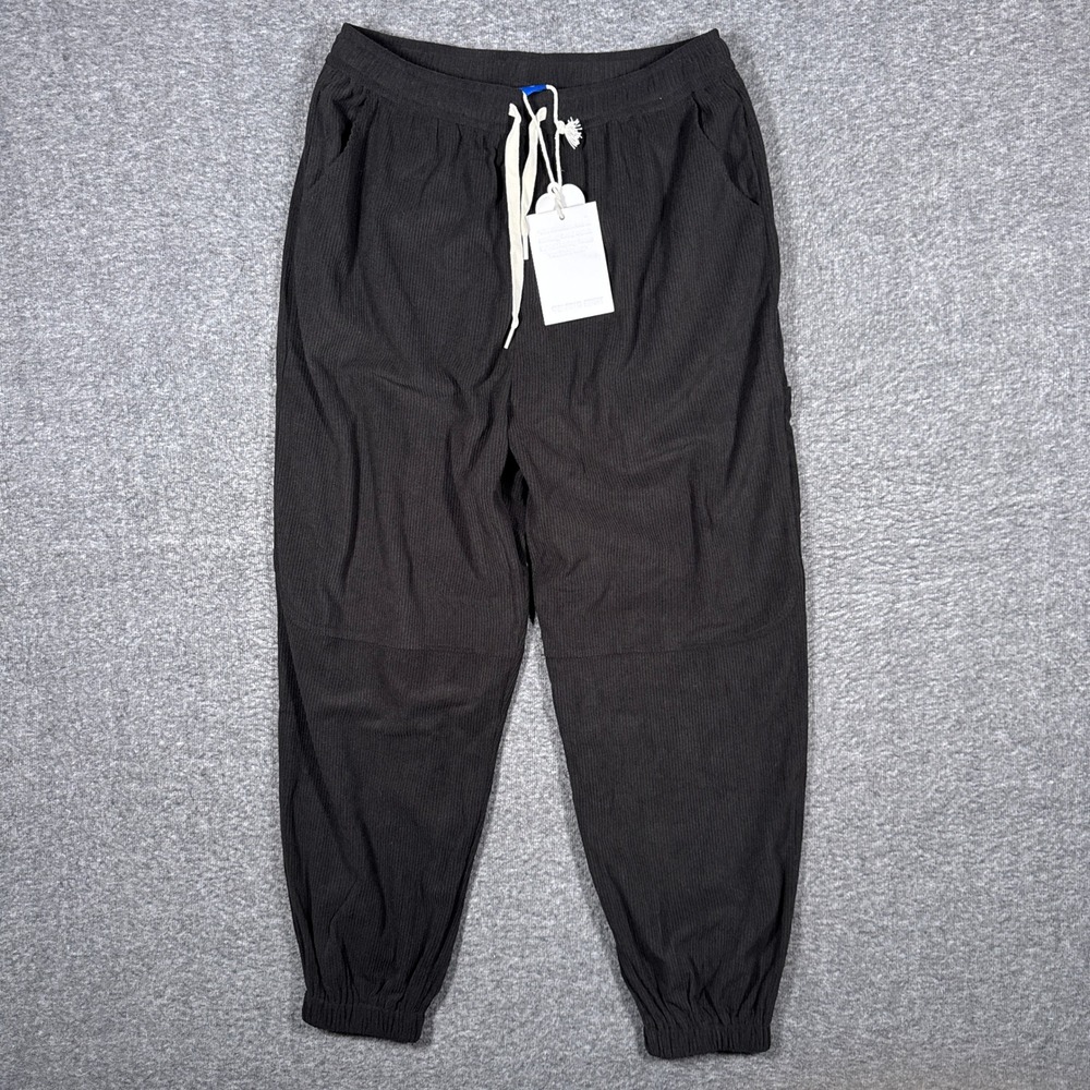 NEW Aelfric Eden Joggers Mens Large Black Corduroy Elastic Waist Streetwear